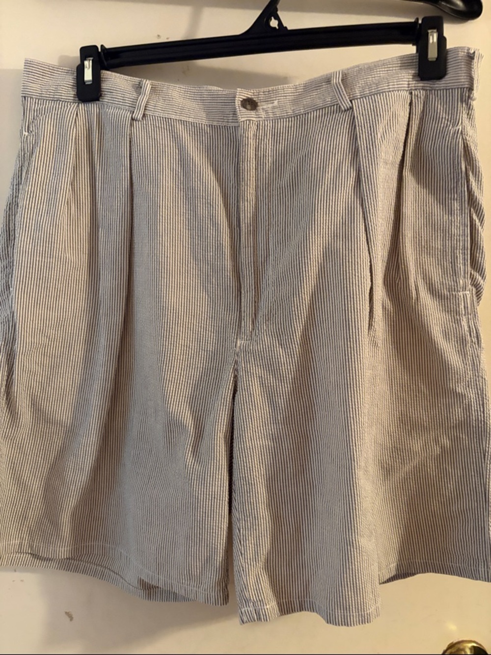 Polo by Ralph Lauren blue and White Seersucker pleated-Front Men’s Shorts